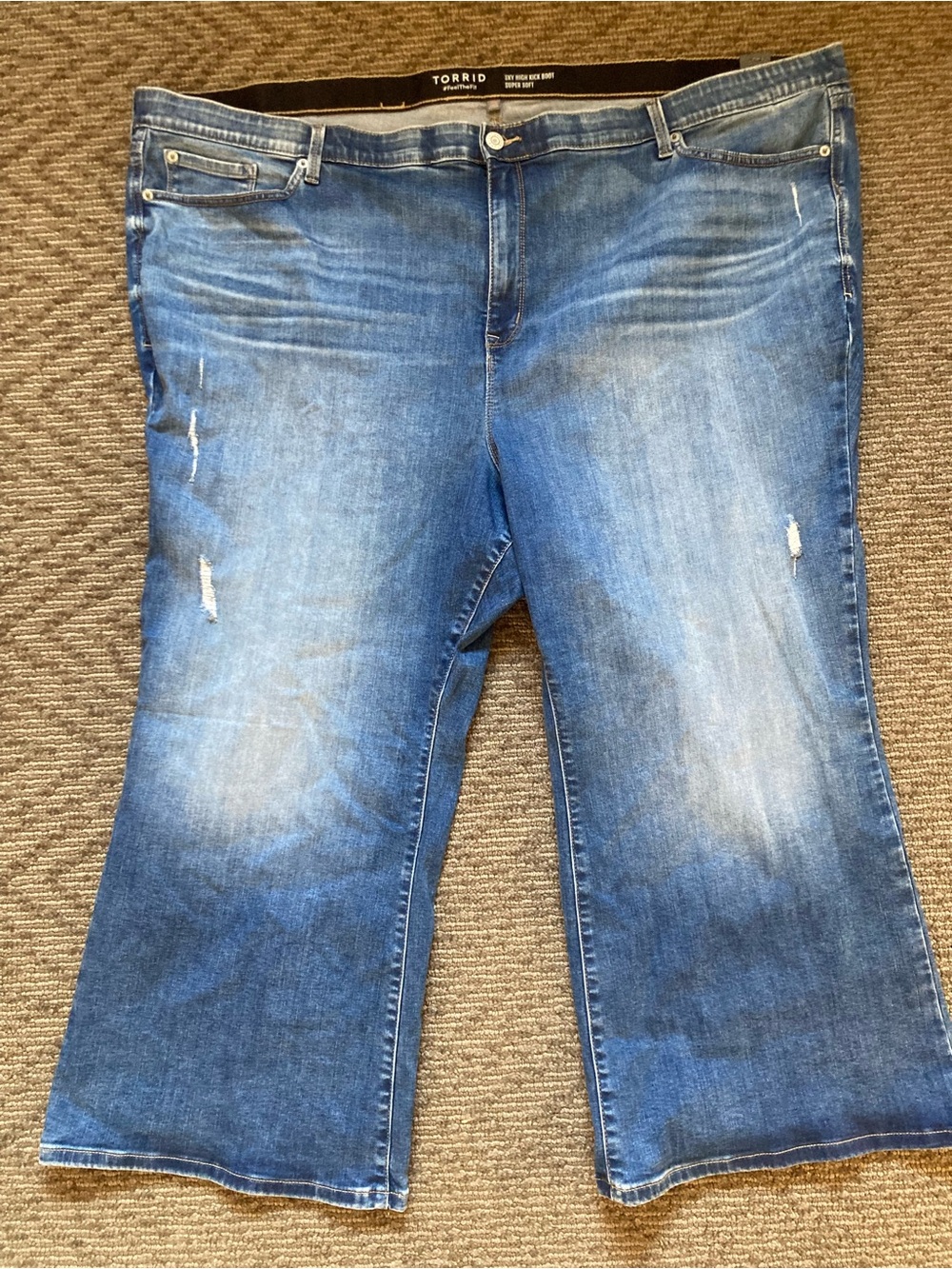 torrid Mid-Rise Distressed Bootcut Jeans - Blue Wash